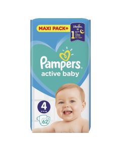 Pampers Active Baby JPM pelene, veličina 4 (9-14 kg), 62 komada