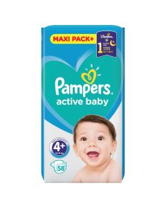 Pampers Active Baby JPM pelene, veličina 4+ (10-15 kg), 58 komada