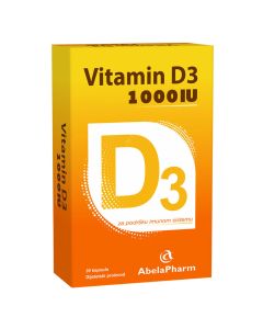 Vitamin D3 1000 IU, 30 kapsula