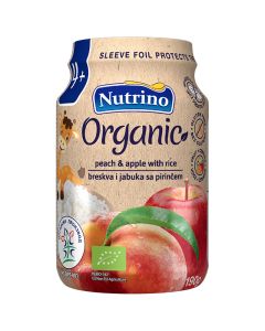Nutrino Organic Voćni pire - Breskva i Jabuka sa pirinčem 190g