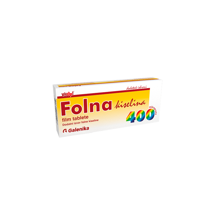 Folna kiselina 400 mikrograma 30 film tableta