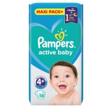 Pampers Active Baby JPM pelene, veličina 4+ (10-15 kg), 58 komada