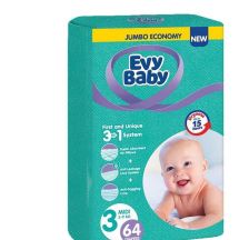 Evy Baby pelene jumbo 3 midi 5-9kg 3 u 1 64 komada